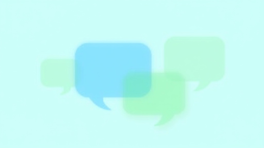 Stylized abstract illustration of speech bubbles and soundwaves, in calm blue and green colors, representing communication and clarity.